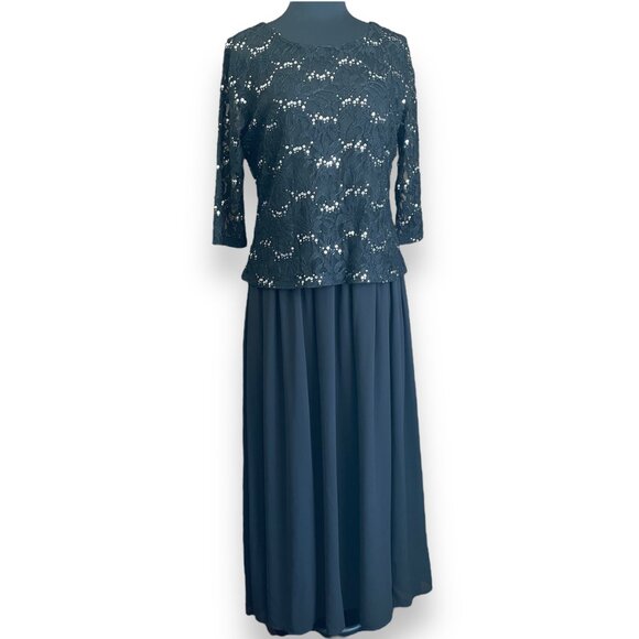 Vintage Black Lace Evening Gown Large NWOT